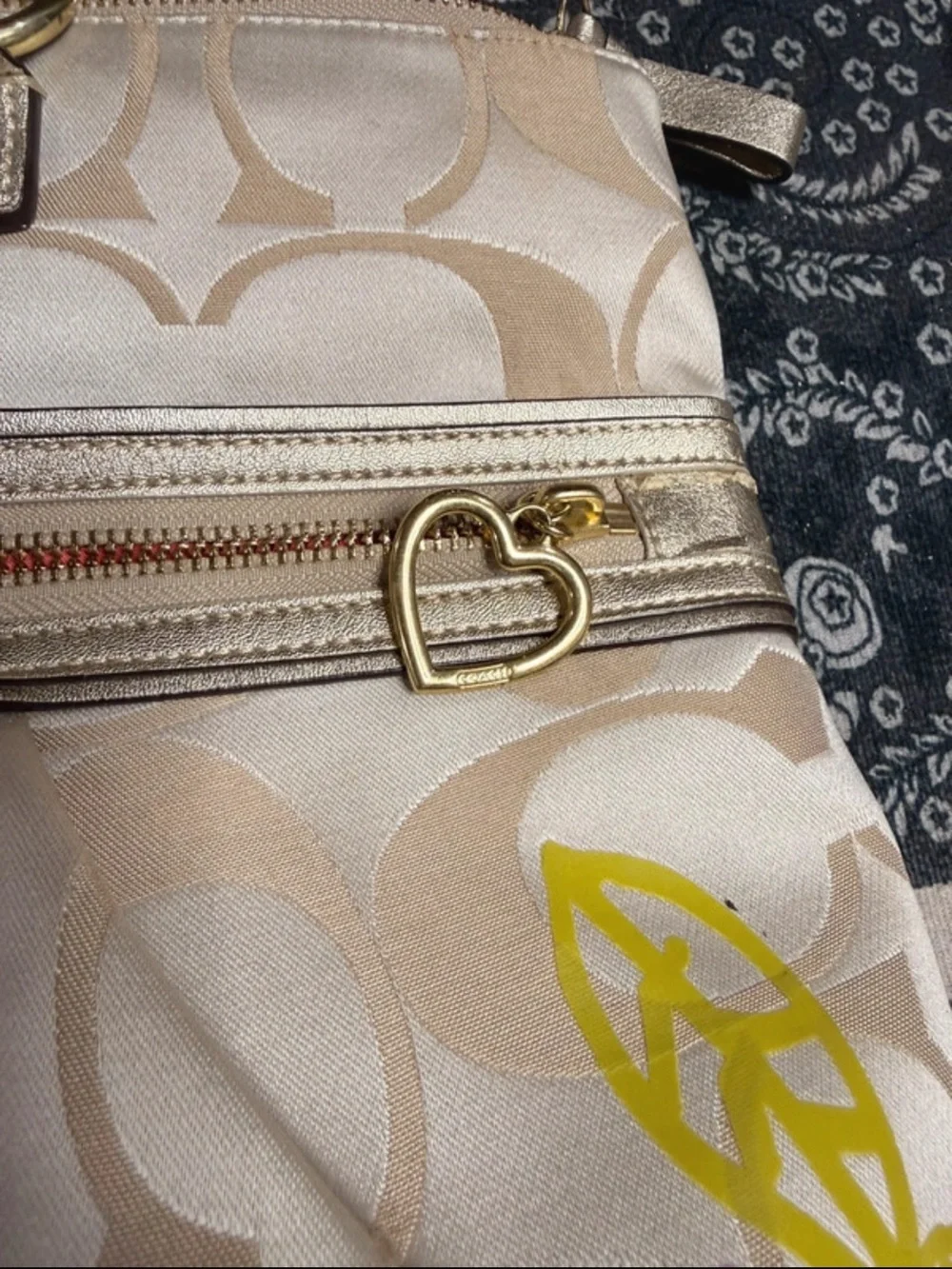 Coach Multicolor Floral Signature Tote with Gold Handles